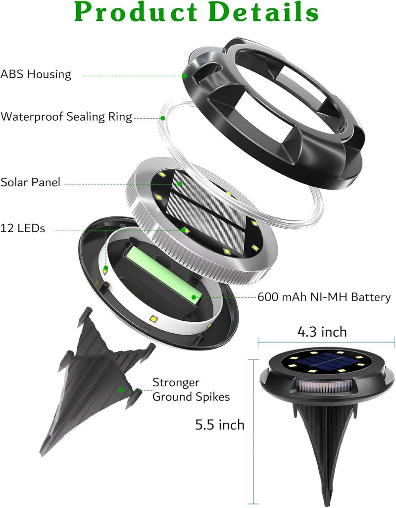 Biling Solar Pathway Lights Outdoor Uplight Sidelight, 8 Packs Multi Color Solar Ground Lights Waterproof for Yard Walkway Garden Halloween Decorations - Image 5